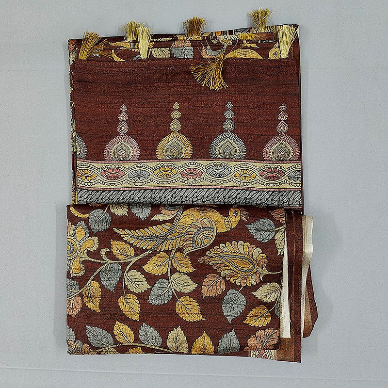 Hayagrivas Dark Rust-Brown Fancy Cotton Saree KBE1917L1-15