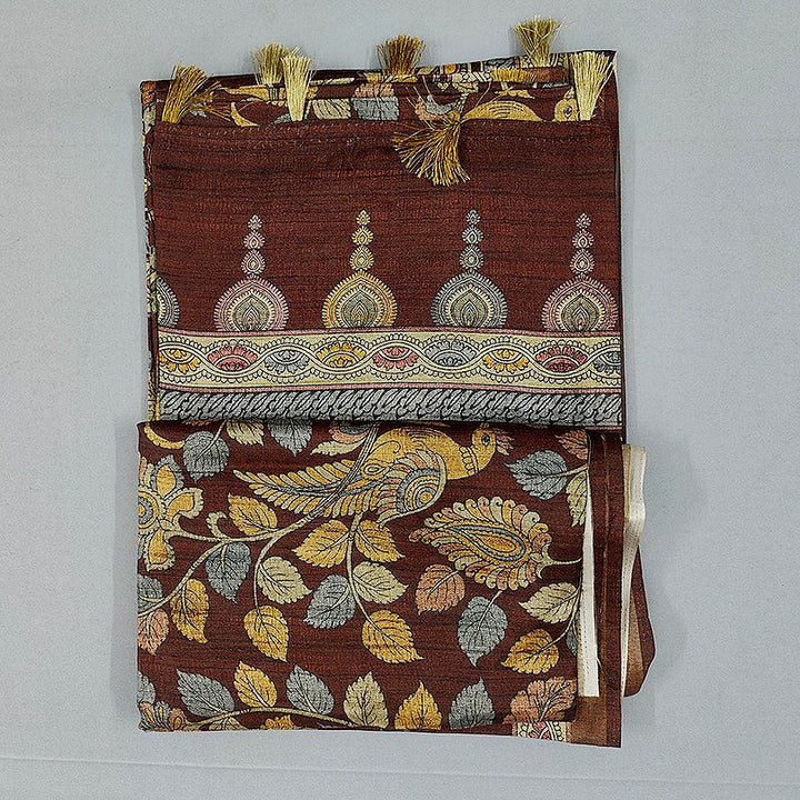 Hayagrivas Dark Rust-Brown Fancy Cotton Saree KBE1917L1-15