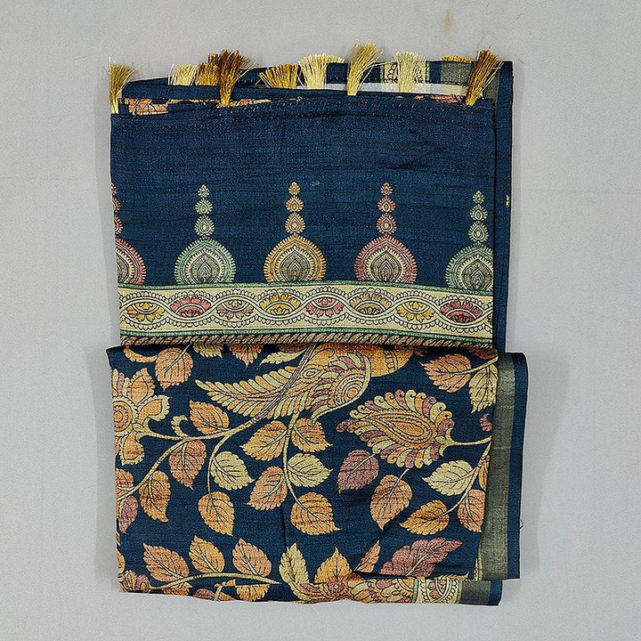 Hayagrivas Deep Teal-Blue Fancy Cotton Saree KBE1917L1-25