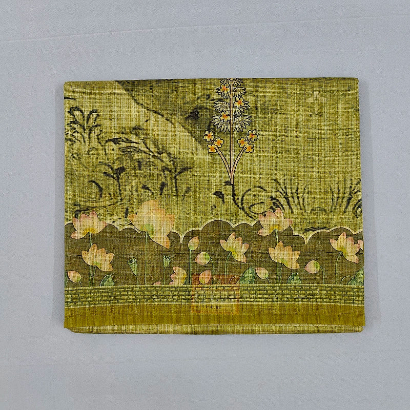Hayagrivas Olive-Green Fancy Cotton Saree KBE1918L2-35