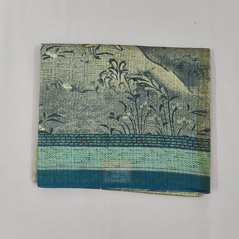 Hayagrivas Muted Sage-Green Fancy Cotton Saree KBE1918L2-9