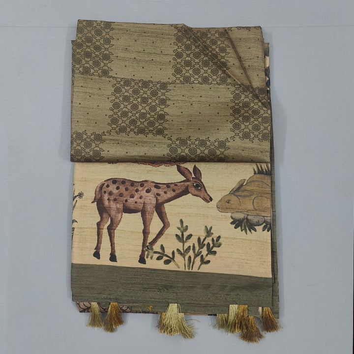Hayagrivas Green &amp; Grey  Fancy Cotton Saree KBE1920L1-29