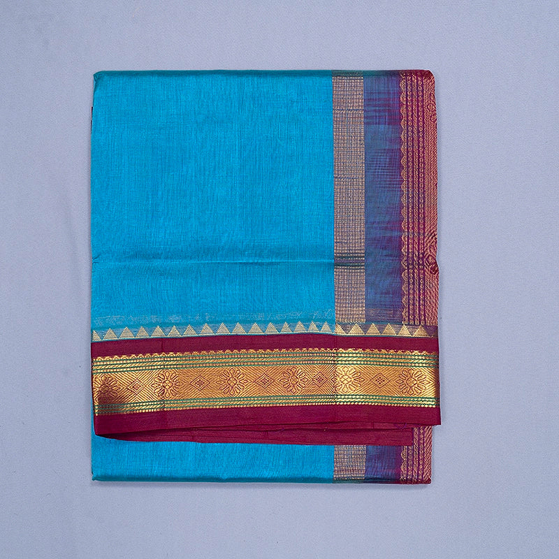 Hayagrivas Sky Blue Pure Silk Cotton Saree KBE783H1-4