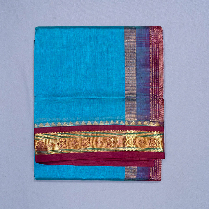 Hayagrivas Sky Blue Pure Silk Cotton Saree KBE783H1-4