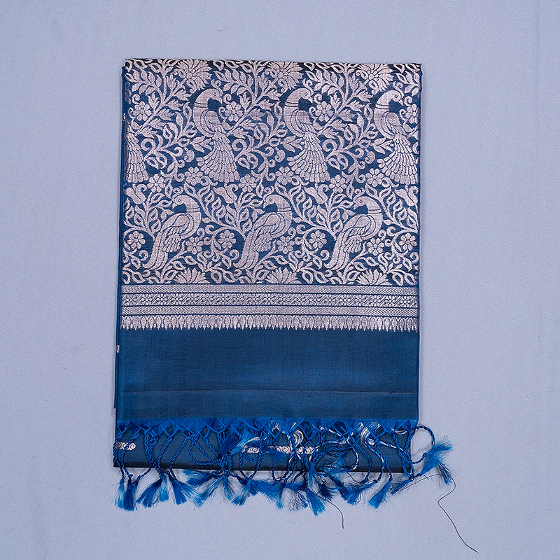 Hayagrivas Ramar Blue Handloom Soft Silk Saree KBF883H20-8