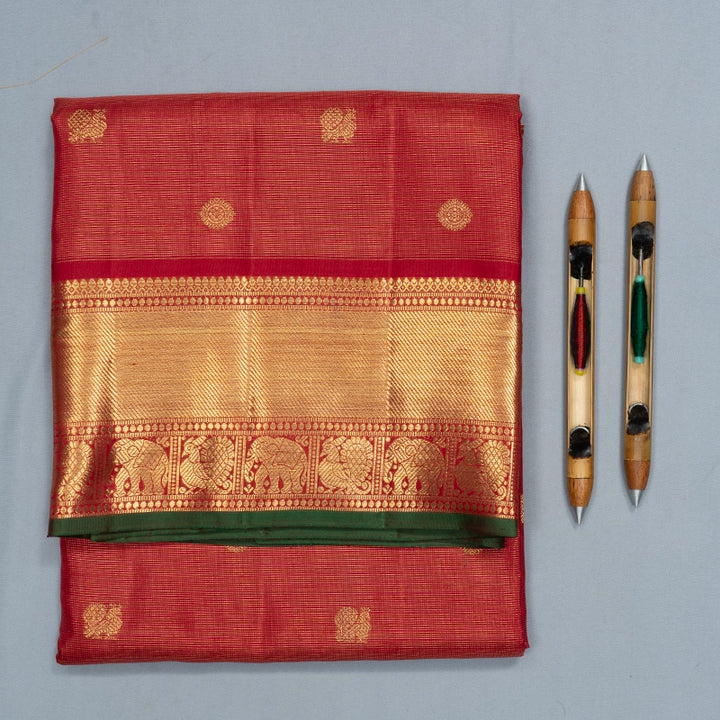 Hayagrivas Handloom Maroon Ten Yards Silk Saree KBFL383J1-1-BF383-SBS