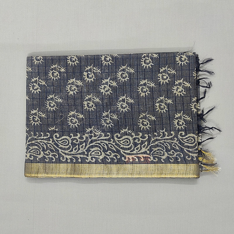 Hayagrivas Grey Fancy Cotton Saree KSBE144C9-1