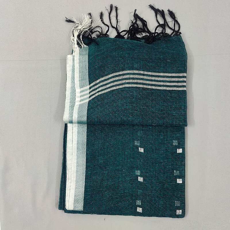 Hayagrivas Teal Blue Handloom Linen Saree KSBE148C7-1