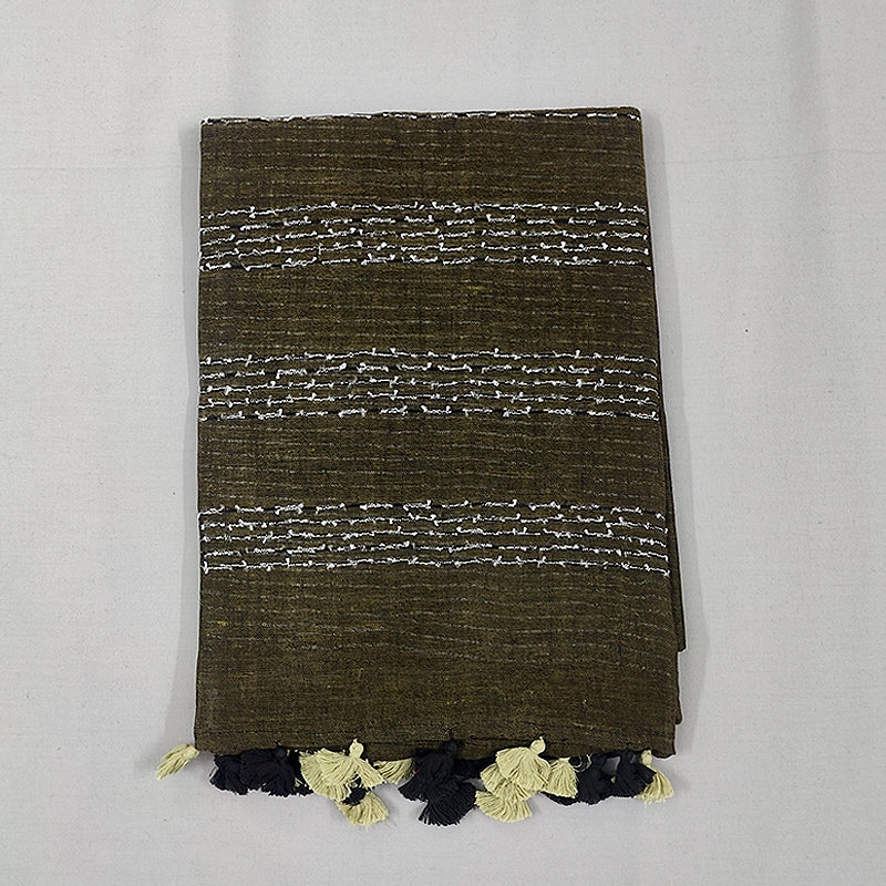 Hayagrivas Brown Handloom Linen Saree KSBE148C8-4