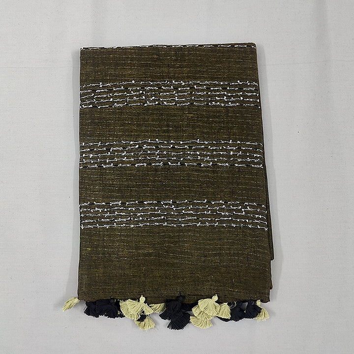 Hayagrivas Brown Handloom Linen Saree KSBE148C8-4