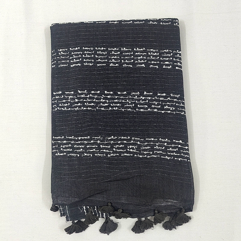 Hayagrivas Black Handloom Linen Saree KSBE148C8-5
