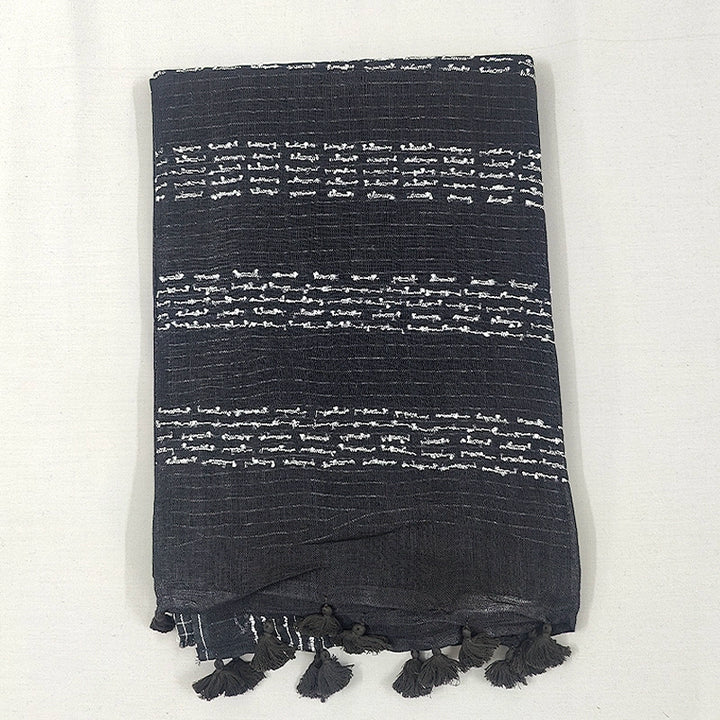 Hayagrivas Black Handloom Linen Saree KSBE148C8-5