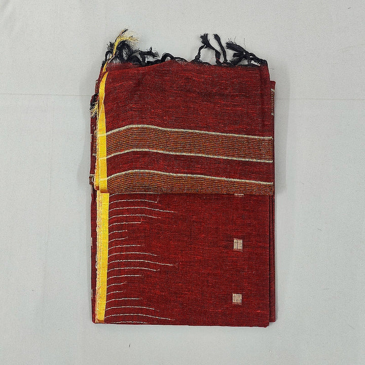 Hayagrivas Brown Handloom Linen Saree KSBE148C9-1