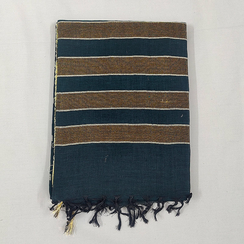 Hayagrivas Deep Teal Green Handloom Linen Saree KSBE148C9-4