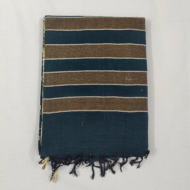 Hayagrivas Deep Teal Green Handloom Linen Saree KSBE148C9-4