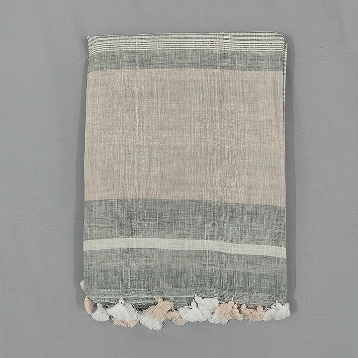 Hayagrivas Beige Handloom Linen Saree SSCBF68E3-3