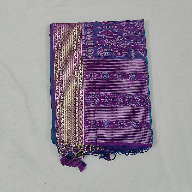 Hayagrivas Peacock Blue Fancy Cotton Saree SSCBF107G1-1
