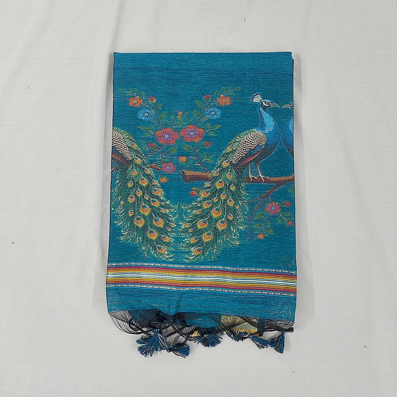 Hayagrivas Blue Fancy Cotton Saree SSCBF107G4-1