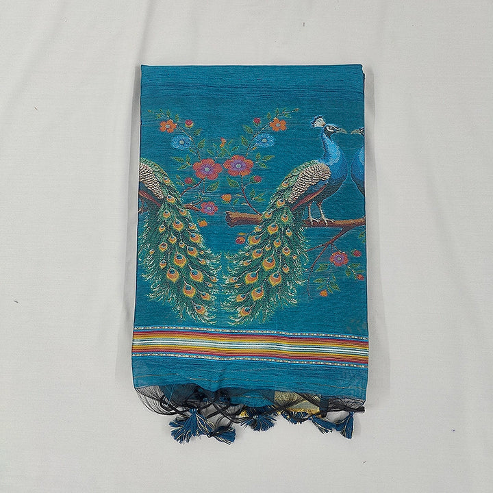 Hayagrivas Blue Fancy Cotton Saree SSCBF107G4-1