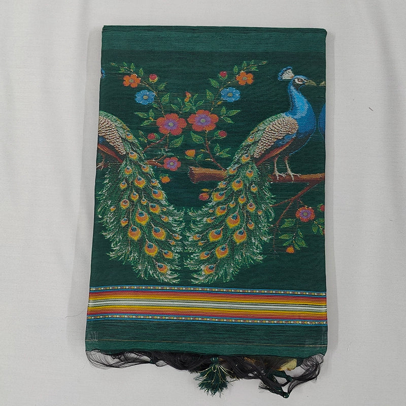 Hayagrivas Teal Green Fancy Cotton Saree SSCBF107G4-2