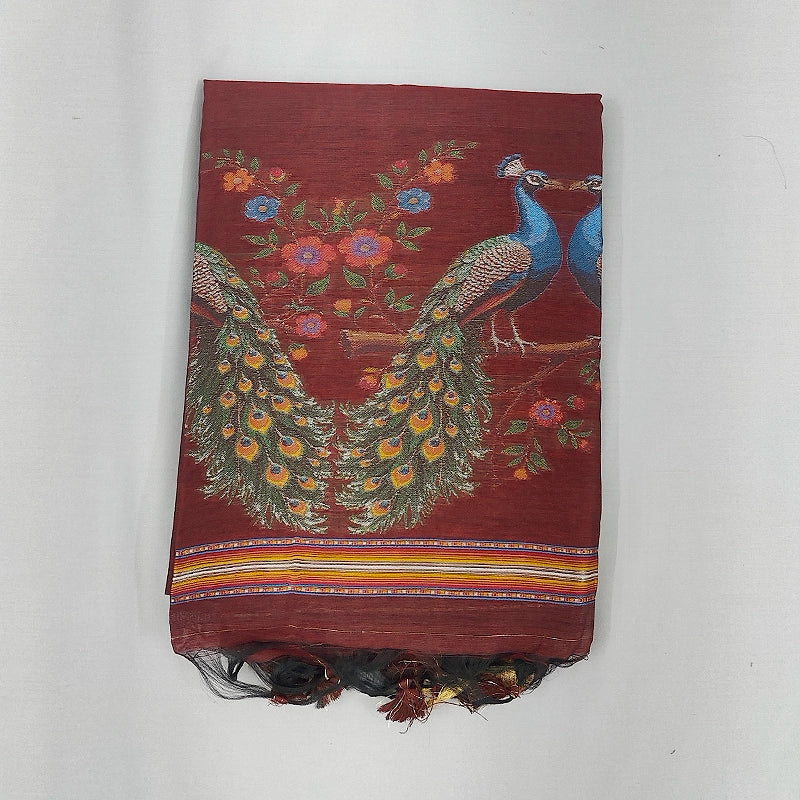 Hayagrivas Maroon Fancy Cotton Saree SSCBF107G4-3