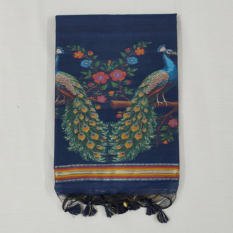 Hayagrivas Navy Blue Fancy Cotton Saree SSCBF107G4-4