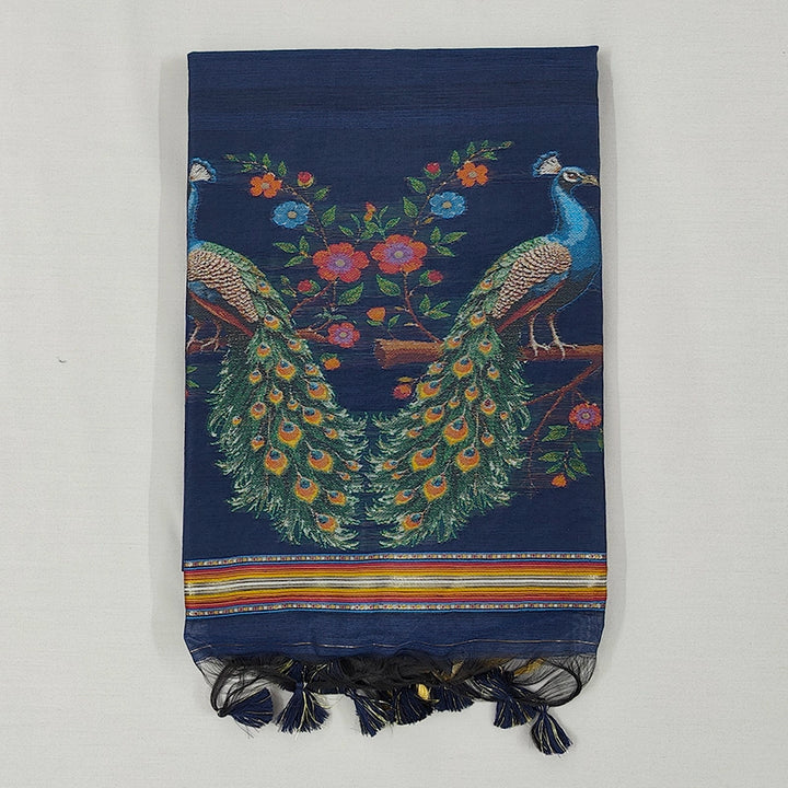 Hayagrivas Navy Blue Fancy Cotton Saree SSCBF107G4-4