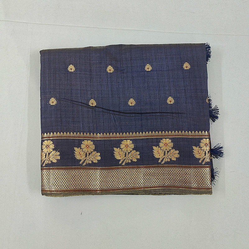 Hayagrivas Navy Blue Fancy Cotton Saree SSCBF120H1-12