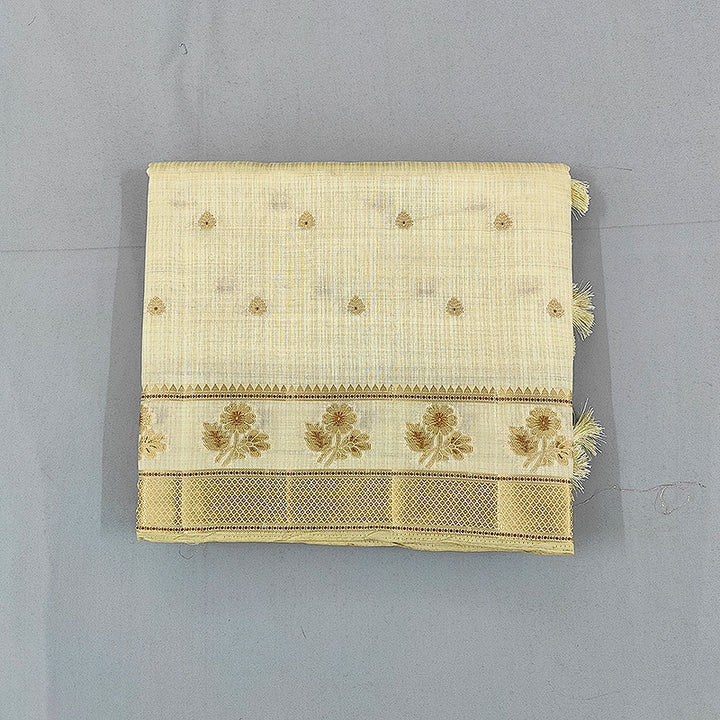 Hayagrivas Cream Fancy Cotton Saree SSCBF120H1-3