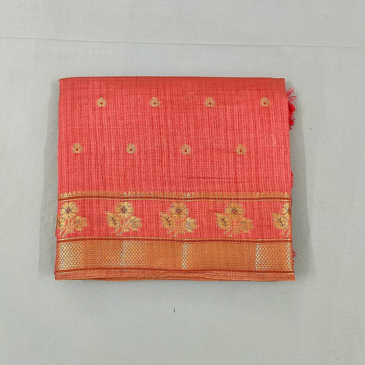 Hayagrivas Coral-Pink Fancy Cotton Saree SSCBF120H1-6
