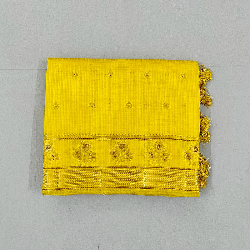 Hayagrivas Lemon Yellow Fancy Cotton Saree SSCBF120H1-8