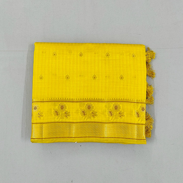 Hayagrivas Lemon Yellow Fancy Cotton Saree SSCBF120H1-8