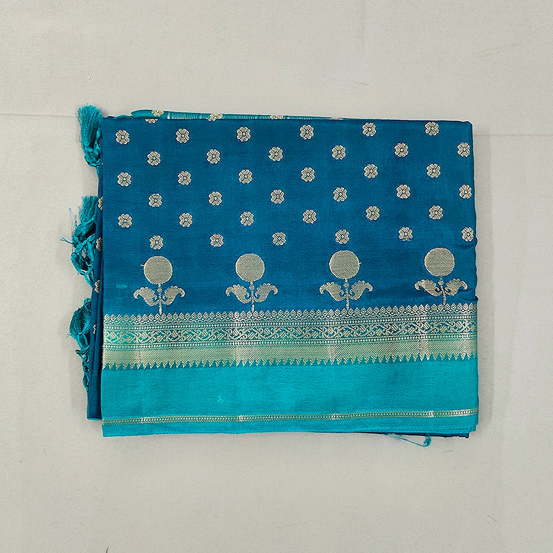 Hayagrivas Peacock Blue Fancy Cotton Saree SSCBF120H3-3