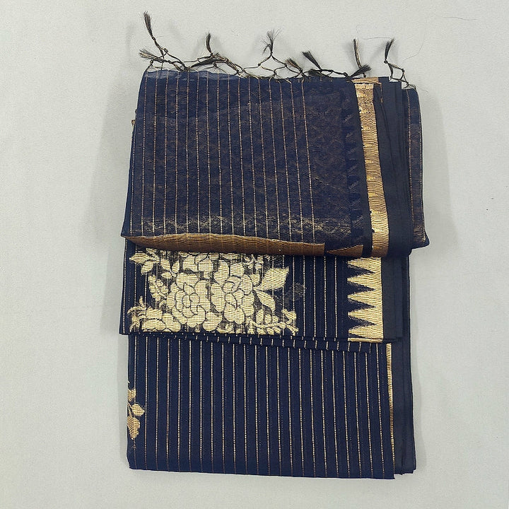 Hayagrivas Navy Blue Fancy Cotton Saree SSCBF120H4-4