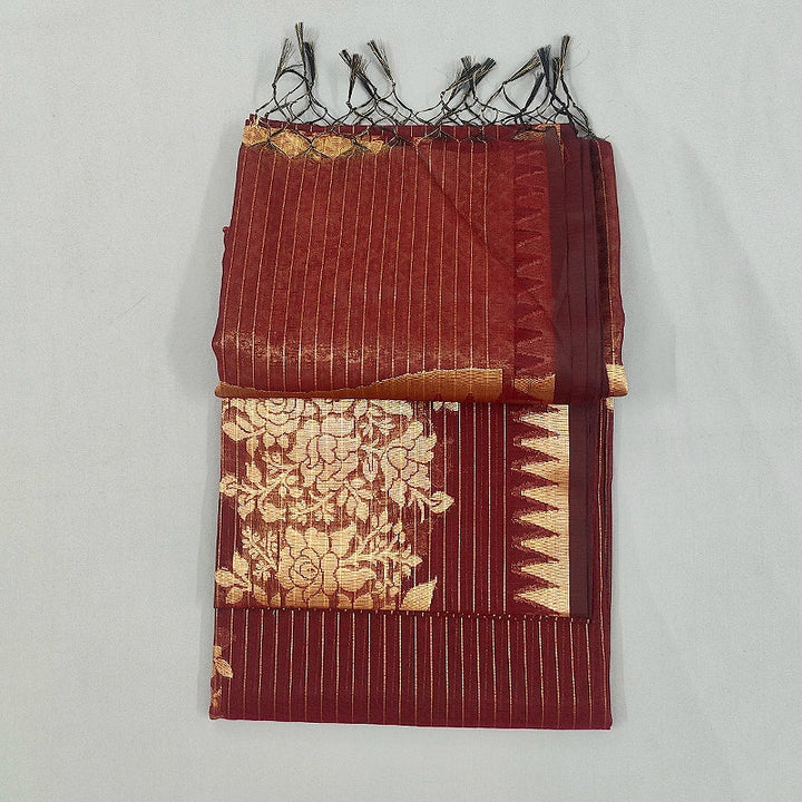 Hayagrivas Maroon Fancy Cotton Saree SSCBF120H4-5