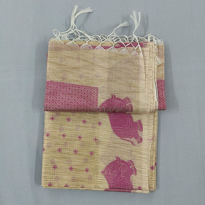 Hayagrivas Cream Fancy Cotton Saree SSCBF120H6-1