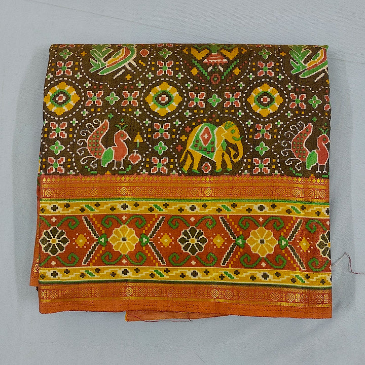 Hayagrivas Deep Olive Green Fancy Cotton Saree SSCBF120H7-5