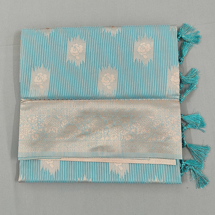 Hayagrivas Sky Blue Fancy Cotton Saree SSCBF121H1-1