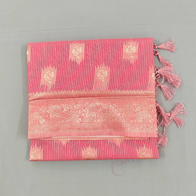 Hayagrivas Coral Pink Fancy Cotton Saree SSCBF121H1-6