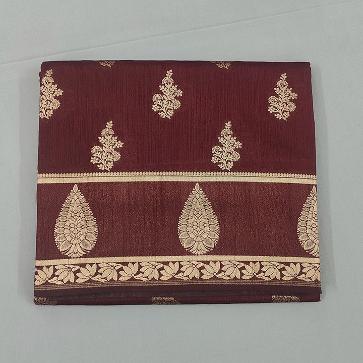 Hayagrivas Deep Maroon Fancy Cotton Saree SSCBF121H11-2