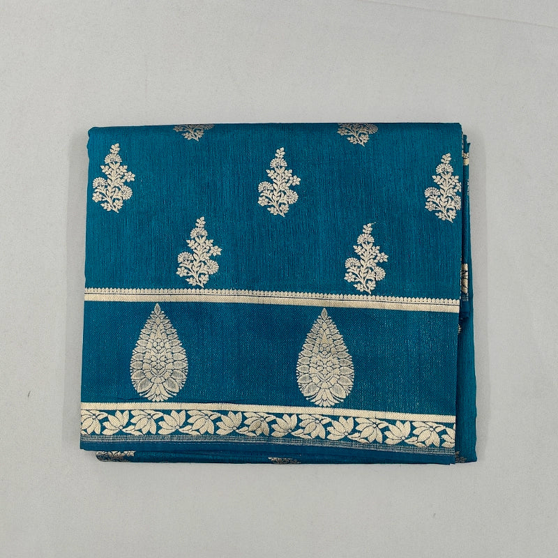 Hayagrivas Deep Peacock-Blue Fancy Cotton Saree SSCBF121H11-7