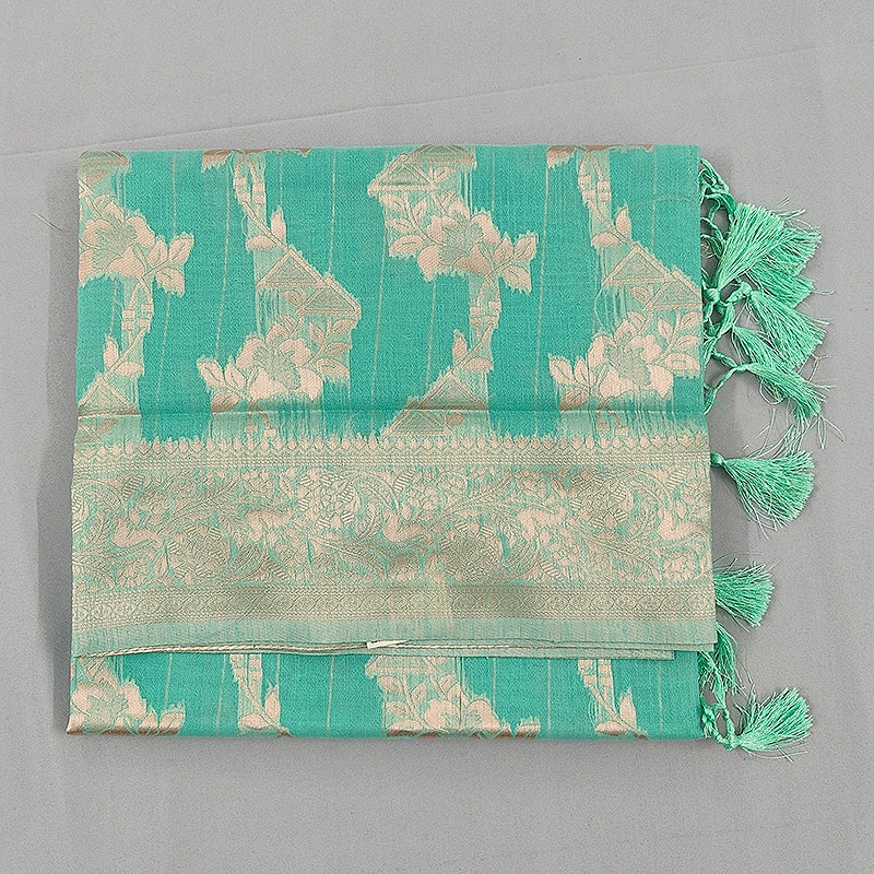 Hayagrivas Sea Green Fancy Cotton Saree SSCBF121H2-1