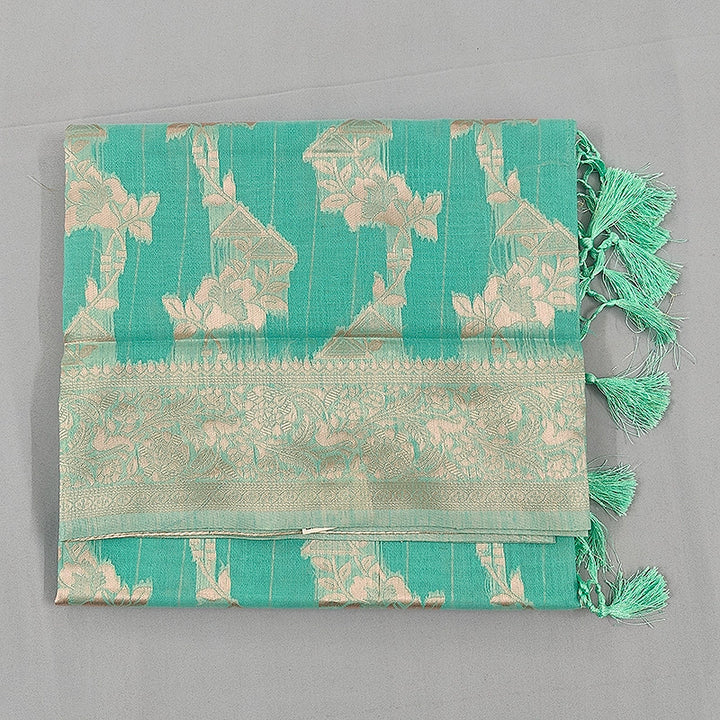Hayagrivas Sea Green Fancy Cotton Saree SSCBF121H2-1