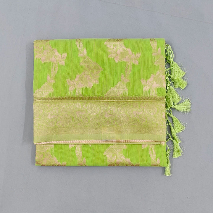 Hayagrivas Parrot-Green Fancy Cotton Saree SSCBF121H2-3