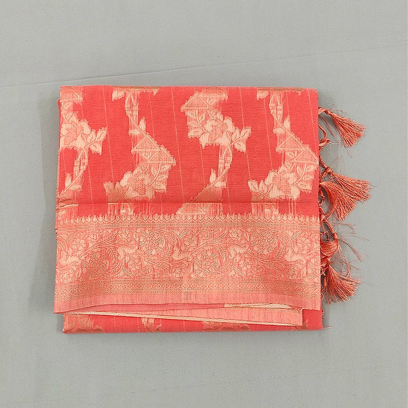 Hayagrivas Peach Pink Fancy Cotton Saree SSCBF121H2-5