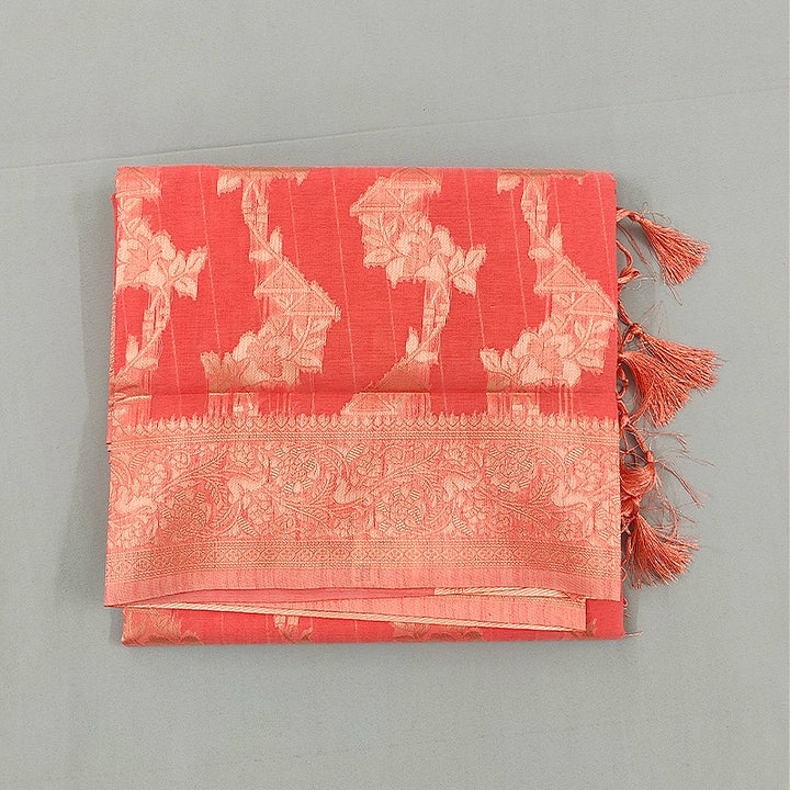 Hayagrivas Peach Pink Fancy Cotton Saree SSCBF121H2-5