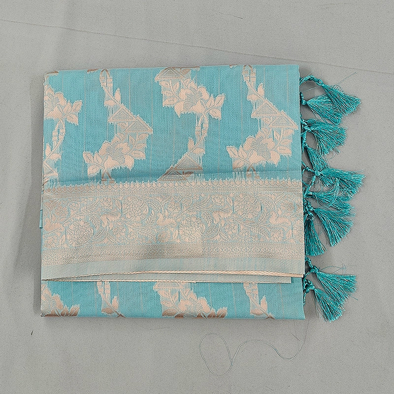 Hayagrivas Sky Blue Fancy Cotton Saree SSCBF121H2-7