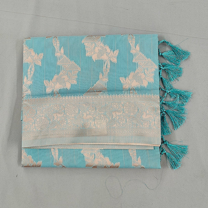 Hayagrivas Sky Blue Fancy Cotton Saree SSCBF121H2-7
