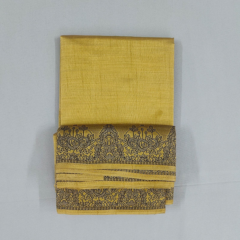Hayagrivas Mustard-Gold Fancy Cotton Saree SSCBF121H3-1