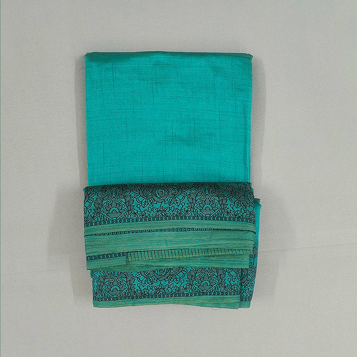 Hayagrivas Peacock Teal Fancy Cotton Saree SSCBF121H3-9
